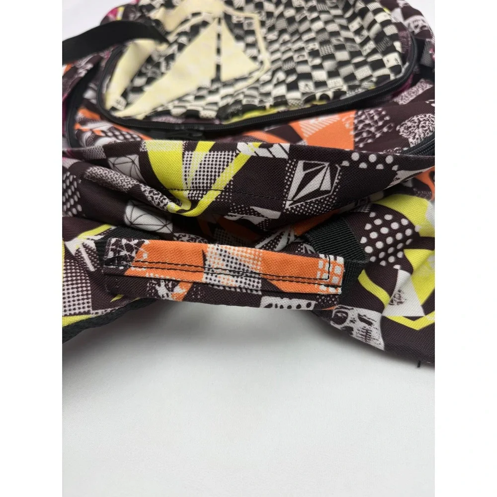 Vintage Volcom Vintage Backpack Y2K Skull Checkerboard Graphic Print Skate Bag